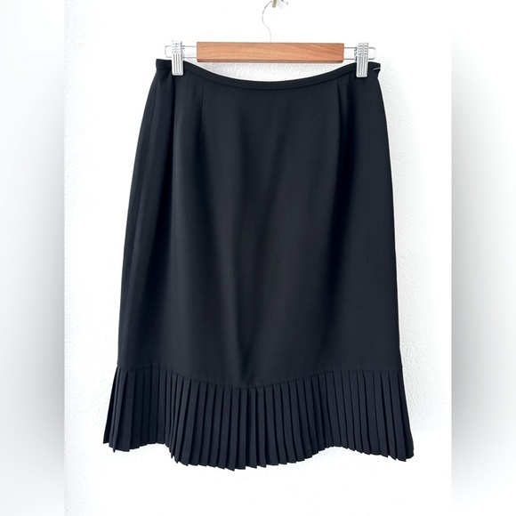 Lafayette 148 Career Pencil Pleated Hem Skirt Knee Length In Black Size 6 - Picture 1 of 8
